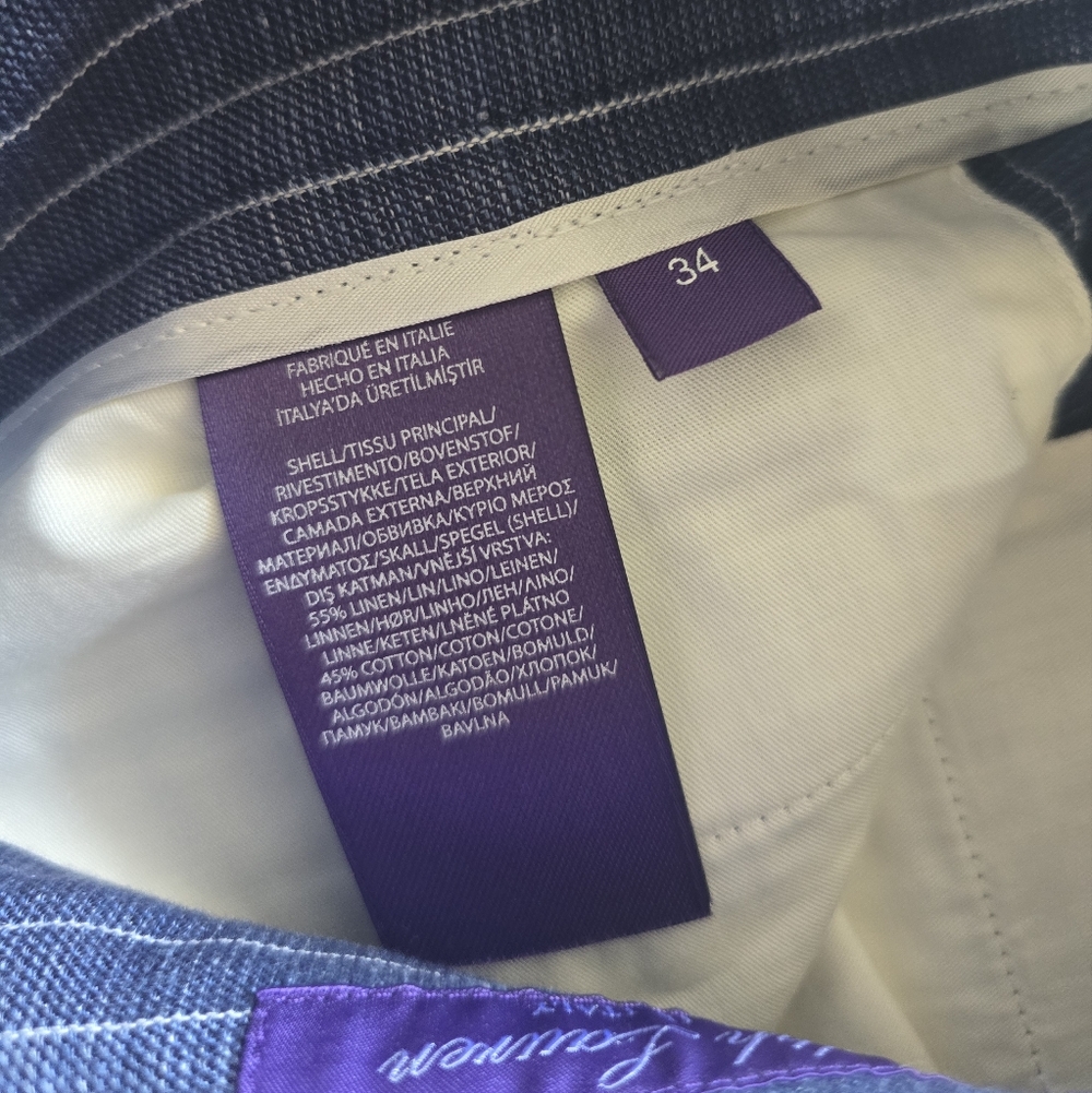Ralph Lauren Size 34 Spring Blue/cream Pants - Picture 7 of 12